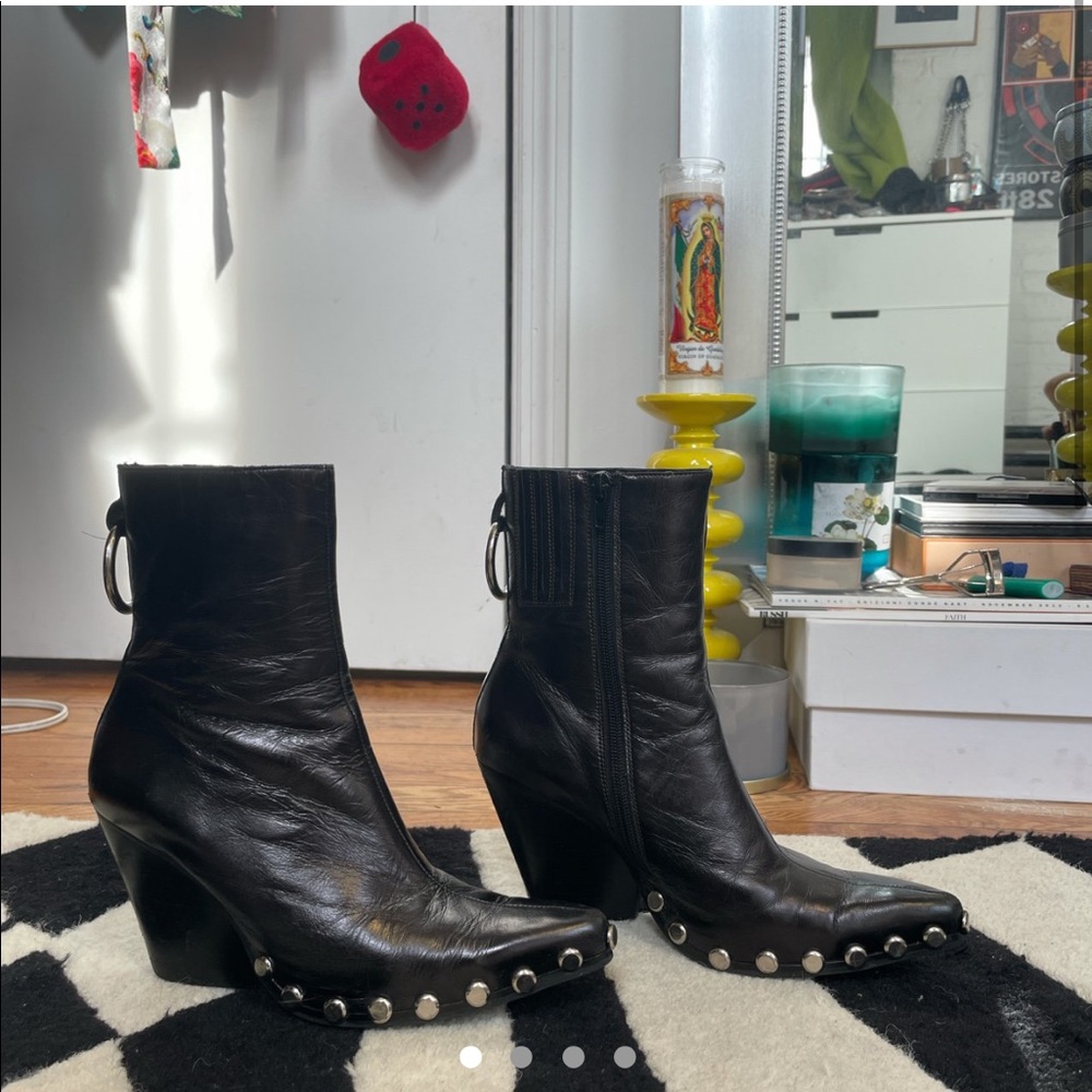 Jeffrey Campbell Black Leather Walton-STR Boots